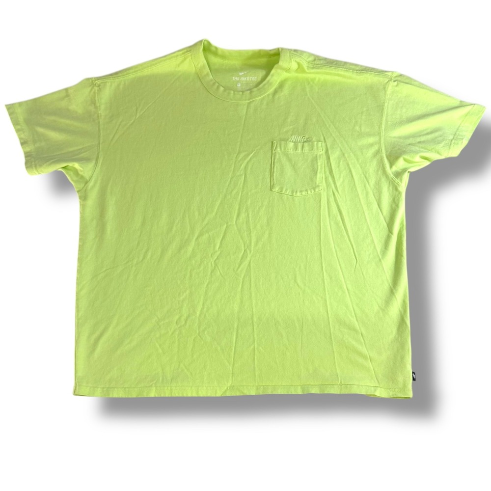 The Nike Tee‎ Pocket T Shirt XL Embroidered Swoosh Lime Green Cotton
